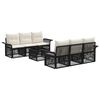 vidaXL Conjunto de Sof&aacute; de Jardim 7 unid. Preto 55 x 55 x 37 cm