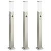 vidaXL Lumin&aacute;rias de balizamento com sensor, 3 unidades, 80 cm, a&ccedil;o inoxid&aacute;vel, IP44