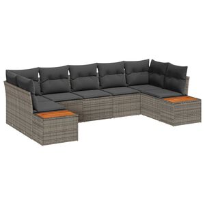 vidaXL Conjunto de Sof&aacute; de Jardim 7 pcs Cinzeto Polirattan