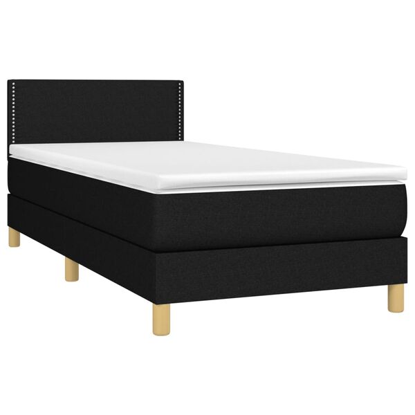 vidaXL Cama box spring c/ colch&atilde;o e LED 90x200 cm tecido preto