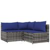 vidaXL 4 pcs conjunto lounge de jardim c/ almofad&otilde;es vime PE cinzento