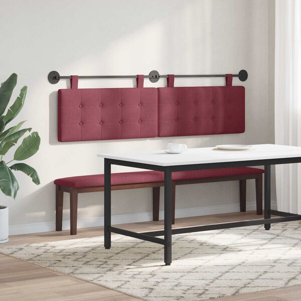 vidaXL Cabeceira Suspensa Vinho Vermelho 190 x 55 x 5 cm tecido
