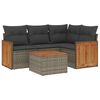 vidaXL 5 pcs conjunto sof&aacute;s de jardim c/ almofad&otilde;es vime PE cinzento
