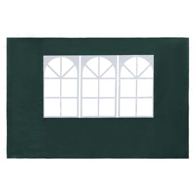 vidaXL Parede lateral com janela p/ tenda de festas 2 pcs PE verde