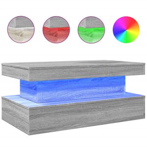 vidaXL Mesa de centro com luzes LED 90x50x40 cm cinzento sonoma