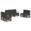 vidaXL Conjunto de Sof&aacute; de Jardim 7 unid. 7 lugar Cinzento vime PE