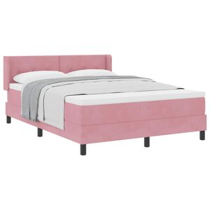 vidaXL Cama Box com cabeceira Manual Rosa 190 x 140 cm Veludo
