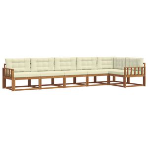 vidaXL Conjunto de Sof&aacute;s para Exterior 6 pcs Natural e Creme