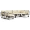 vidaXL 6 pcs conjunto lounge de jardim c/ almofad&otilde;es vime PE antracite