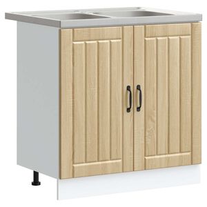 vidaXL Gabinete Base para Pia com porta Lucca 2 pcs Carvalho Sonoma