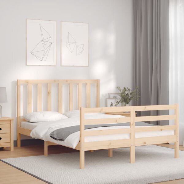 vidaXL Cama sem colchão 140x190 cm madeira de pinho maciça