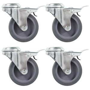 vidaXL Rodas girat&oacute;rias orif. p/ parafuso e trav&otilde;es duplos 4 pcs 75mm