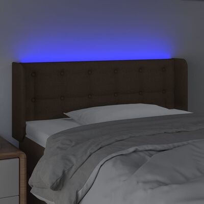 vidaXL Cabeceira de cama c/ luzes LED tecido 83x16x78/88 cm castanho