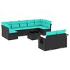 vidaXL Conjunto de sof&aacute; de jardim com 10 pe&ccedil;as e almofadas em rattan sint&eacute;tico preto