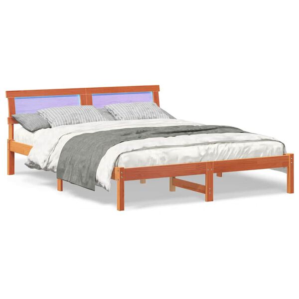 vidaXL Estrutura da Cama com cabeceira Marrom Cera 160 x 200 cm