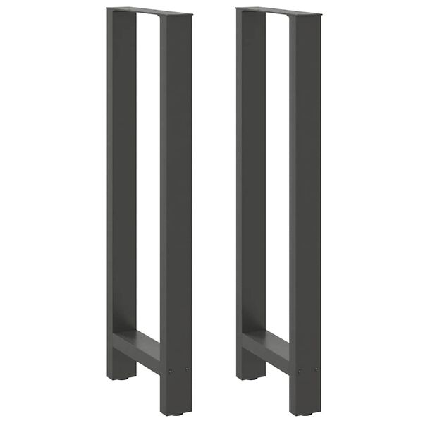 vidaXL P&eacute;s para mesa de bar antracite 2 pe&ccedil;as 50x(110-111) cm a&ccedil;o