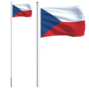 vidaXL Bandeira da Rep&uacute;blica Checa e mastro 6,08 m alum&iacute;nio