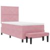vidaXL Cama Box com colch&atilde;o com cabeceira Rosa 90 x 190 cm Veludo