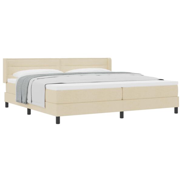 vidaXL Cama Box com colch&atilde;o com cabeceira Creme 200 x 200 cm tecido