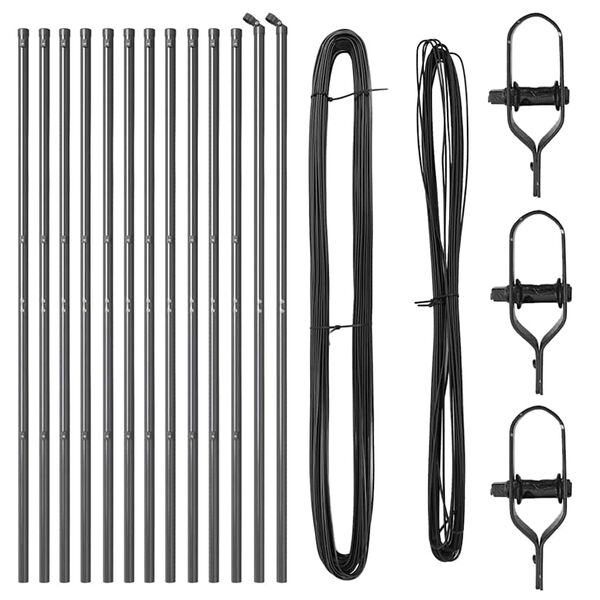 vidaXL Poste de Cerca 13 pcs Cinzeto A&ccedil;o