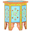 vidaXL Mesa apoio pintada m&atilde;o 38x33x42cm mangueira maci&ccedil;a multicolor