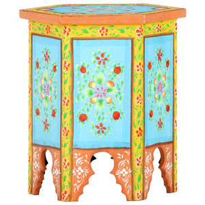 vidaXL Mesa apoio pintada m&atilde;o 38x33x42cm mangueira maci&ccedil;a multicolor