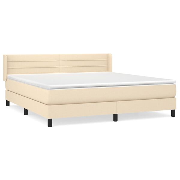 vidaXL Cama com molas/colch&atilde;o 180x200 cm tecido cor creme