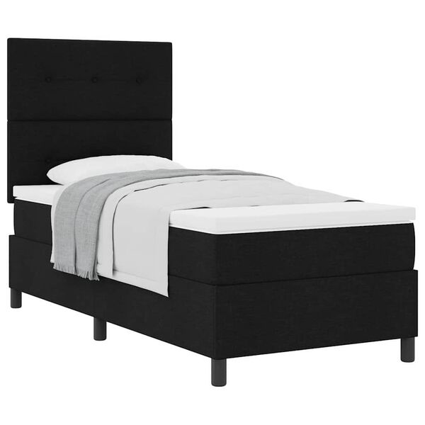 vidaXL Cama Box com colch&atilde;o com cabeceira Preto 100 x 200 cm tecido