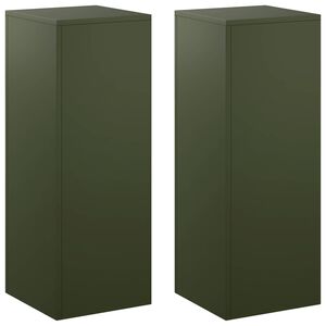 vidaXL Suporte para Plantas 2 pcs Verde-Azeitona 30 x 30 x 80 cm A&ccedil;o