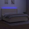 vidaXL Cama box spring c/ colch&atilde;o e LED 200x200 cm tecido cor creme
