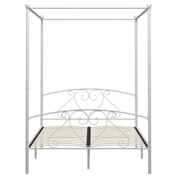 vidaXL Estrutura de cama com dossel metal branco 140x200 cm