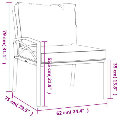 vidaXL Cadeiras de jardim c/ almofadões cor areia 2 pcs 62x75x79cm aço