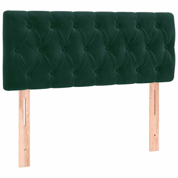 vidaXL Cabeceira de cama c/ luzes LED veludo 90x7x78/88cm verde-escuro