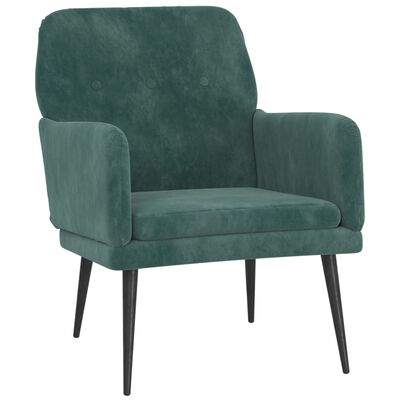 vidaXL Cadeira c/ apoio de braços 62x79x79 cm veludo verde-escuro