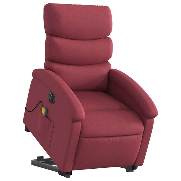vidaXL Poltrona elevat&oacute;ria de massagens el&eacute;trica tecido vermelho tinto