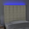 vidaXL Cabeceira de cama c/ LED 90x5x118/128cm couro artificial cr&egrave;me