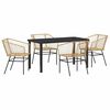 vidaXL Conjunto de Jantar para Jardim 5 unid. Castanho vime PE