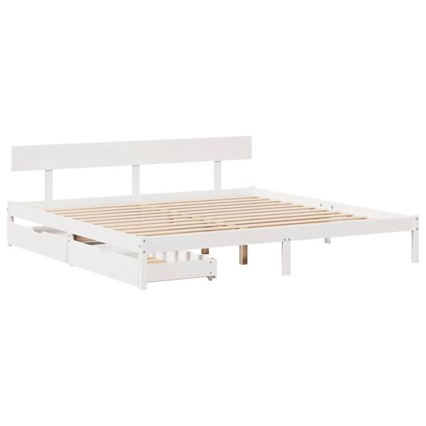 vidaXL Cama sem colch&atilde;o 180x200 cm madeira de pinho maci&ccedil;a branco