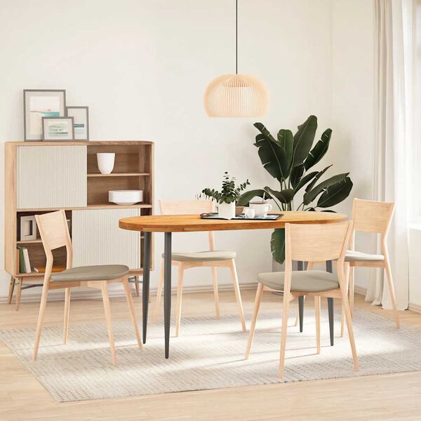 vidaXL Tampo de mesa 140x60x4 cm carvalho maciça oval castanho-claro