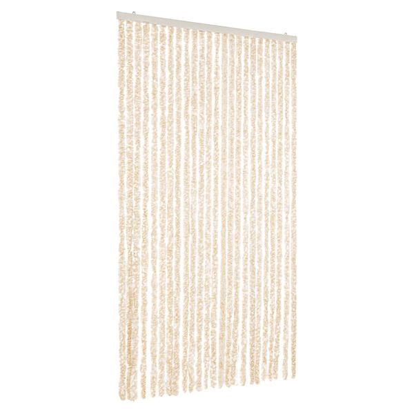vidaXL Cortina anti-insetos 100x230 cm chenille bege e branco