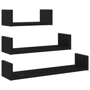vidaXL Prateleiras parede 3 pcs derivados madeira carvalho preto