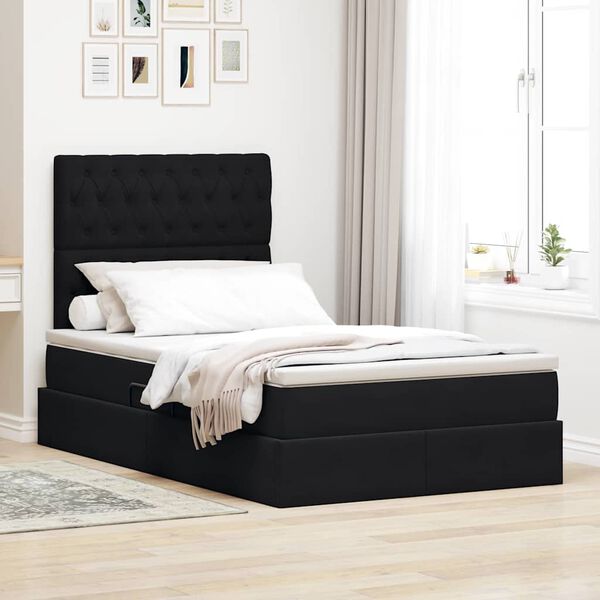 vidaXL Cama com arruma&ccedil;&atilde;o e colch&atilde;o Preto 120 x 200 cm Veludo