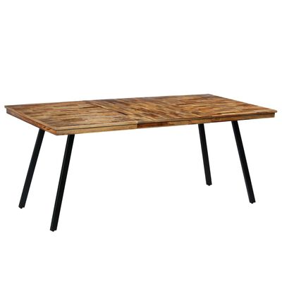 vidaXL Mesa de jantar madeira de teca recuperada e aço 180x90x76 cm