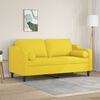 vidaXL Sof&aacute; 2 lug. + almofadas decorativas 140 cm tecido amarelo-claro
