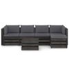 vidaXL 6 pcs conj. lounge jardim + almofad&otilde;es madeira impreg. cinzento