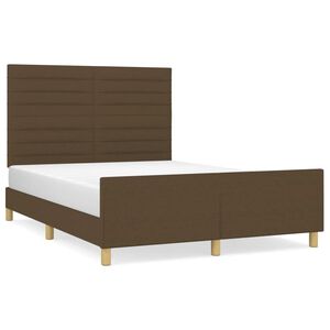 vidaXL Estrutura de cama sem colch&atilde;o 140x200 cm tecido castanho-escuro