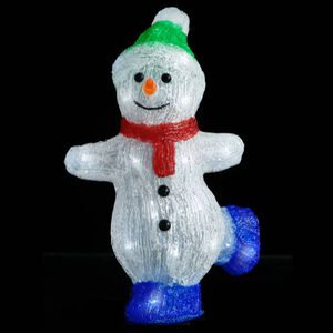 vidaXL Boneco de neve acr&iacute;lico c/ luzes LED interior e exterior 30 cm