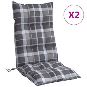 vidaXL Almofad&otilde;es cadeira encosto alto 2 pcs oxford xadrez cinzento