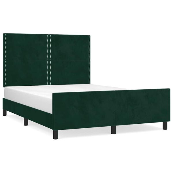 vidaXL Estrutura de cama sem colch&atilde;o 140x200 cm veludo verde-escuro