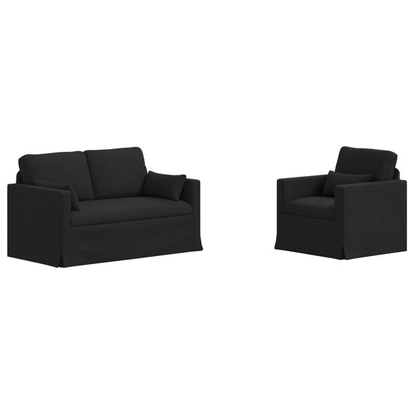 vidaXL Sof&aacute; 2 pcs Preto 139 x 78 x 80 cm tecido